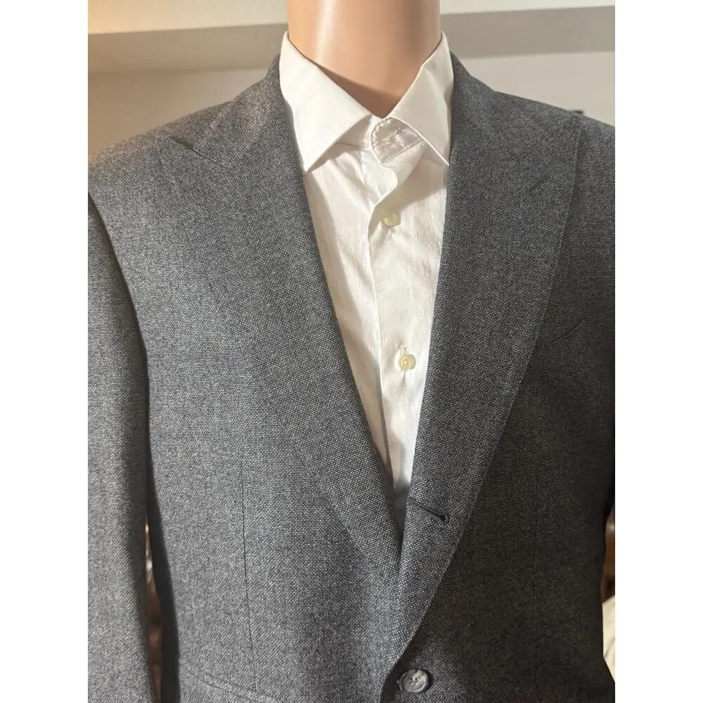 Suitsupply Washington VBC Tweed Wool Blazer 42R US Peak Lapel Gray Birdseye